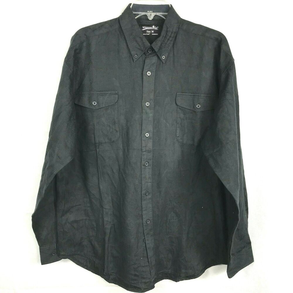 Whipper‎ In Shirt Mens Sz M Black Cotton Floral Long Sleeve Western Button Down